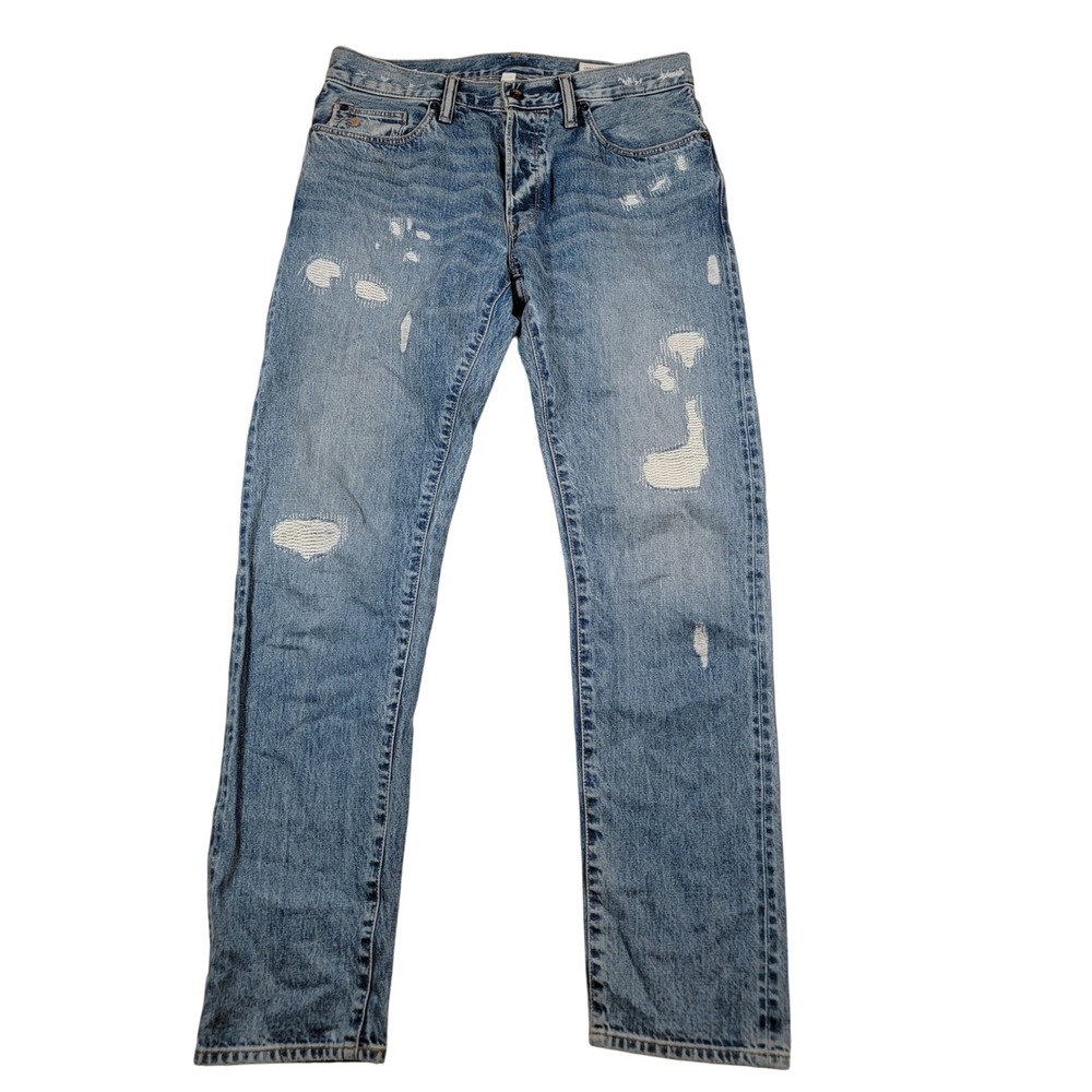 Todd Snyder Slim Fit Selvedge Denim Jean Men Sz 30x32 Blue Distressed Button Fly